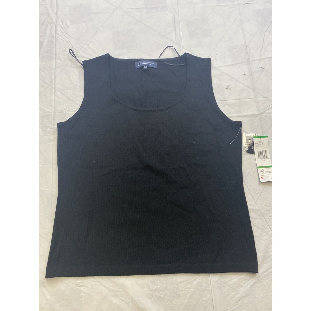 NEW JONES NEW YORK PETITE Black Wool SLEEVELESS TOP, SIZE PL Large